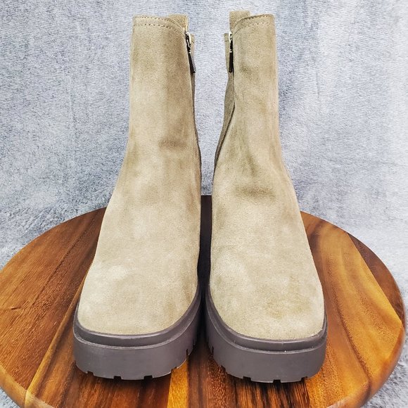 Blondo Boots Womens 11 M Beige Suede Leather Chelsea Side Zip Waterproof Booties - Picture 2 of 10